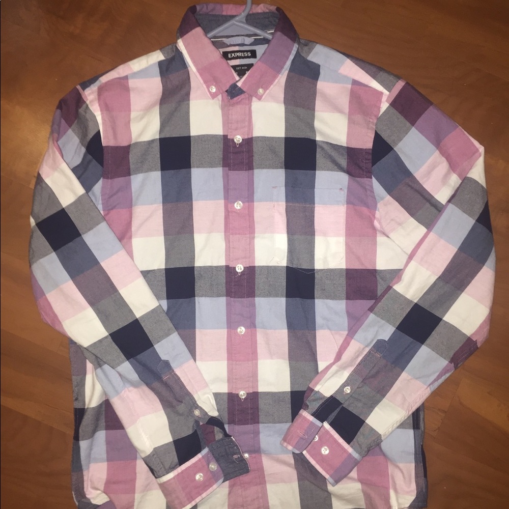 Slim 12-Color Plaid Long-Sleeve Button-up